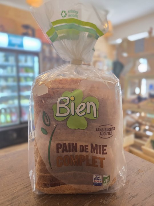PAIN DE MIE COMPLET BIEN 500GR