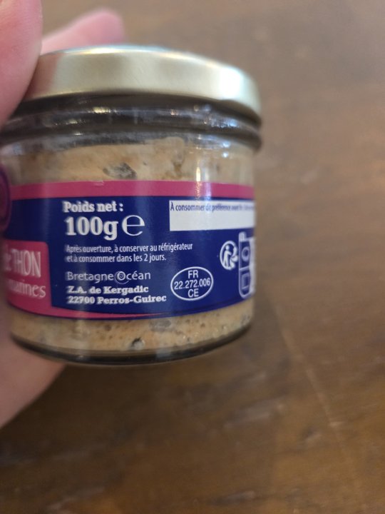 RILLETTES DE THON AUX ALGUES BRETAGNE OCEAN 100G 