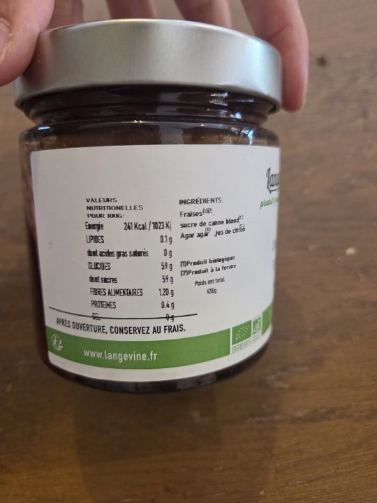 CONFITURE FRAISE LANGEVINE 430GR