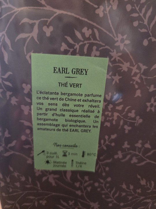 THE VERT EARL GREY RTE DES COMPTOIRS VRAC 