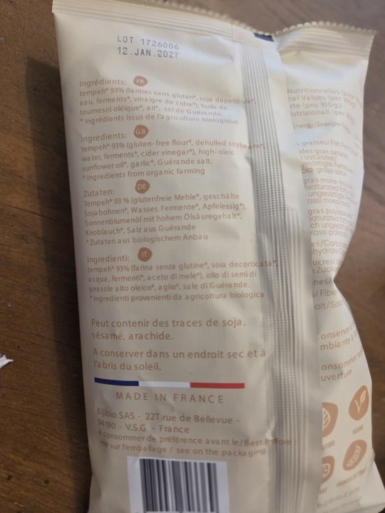 CHIPS TEMPEH ORIGINAL BIJIBIO 60GR