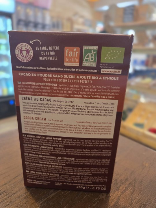 CACAO EN POUDRE KAOKA 250GR