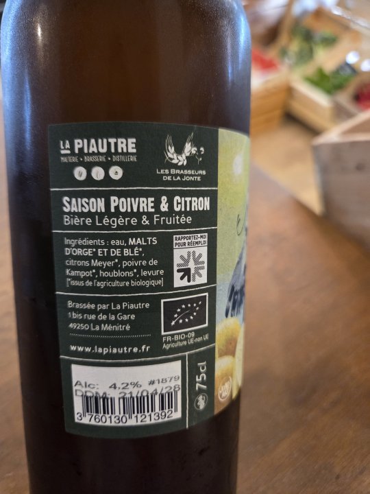 LA PIAUTRE LA MEYER SAISON BRASSEUR DE LA JONTE 75CL