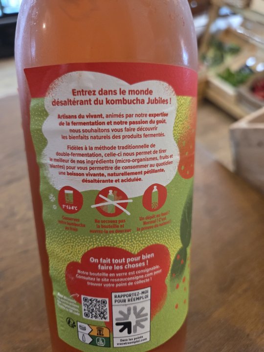 KOMBUCHA FRAISE BASILIC JUBILES 1L