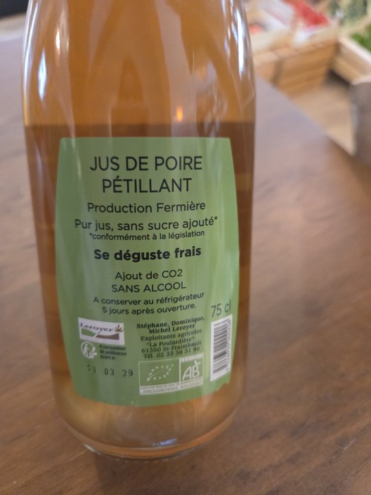 JUS DE POIRE PETILLANT LE ROYER 75CL