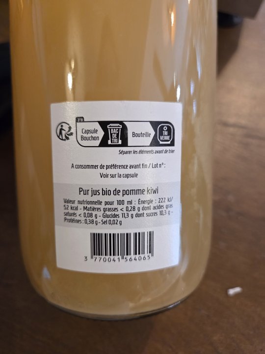JUS DE POMME KIWI JARDINS FRUITIERS 1L