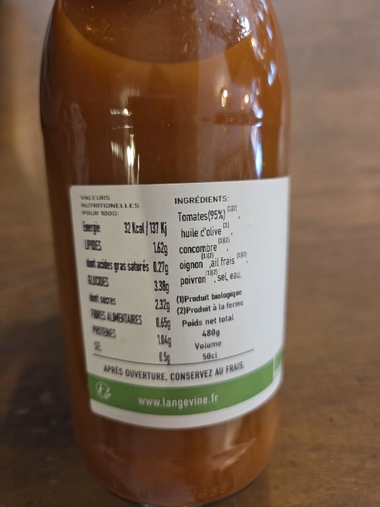 GASPACHO TOMATE 50CL LANGEVINE