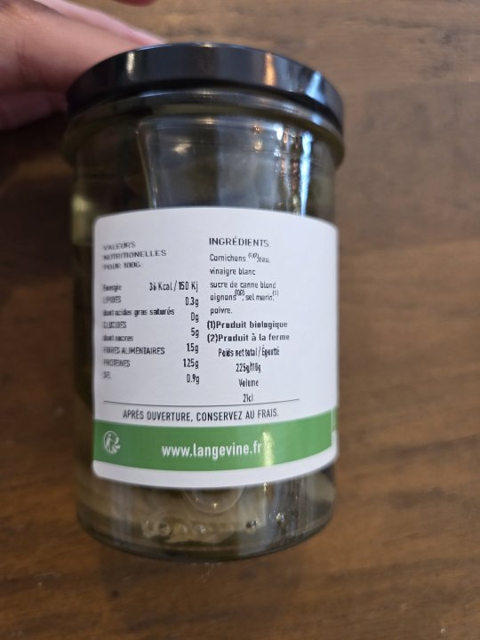 PICKLES CORNICHONS AIGRE DOUX 21CL LANGEVINE