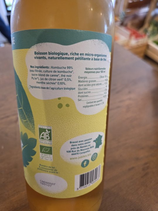 KOMBUCHA CITRON VERT MENTHE JUBILES 1L