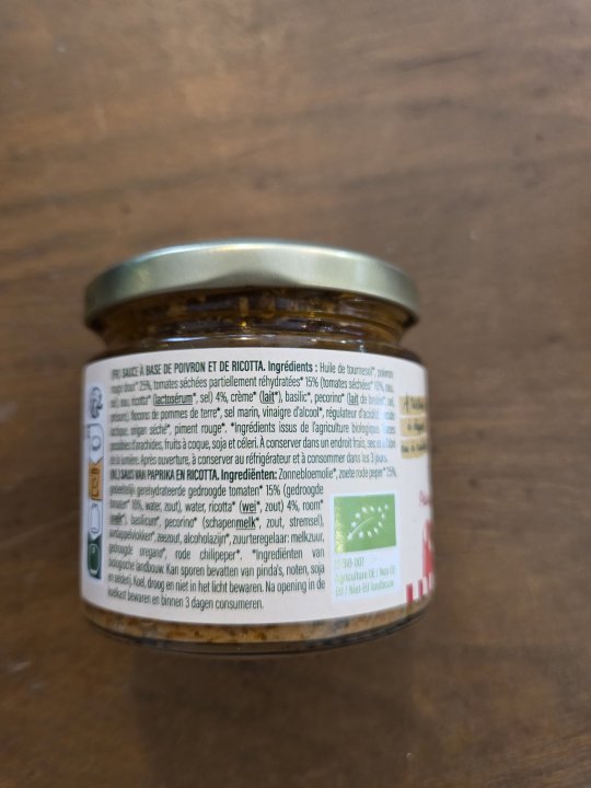 SAUCE APERIPASTA POIVRON RICOTTA LUCE 180GR
