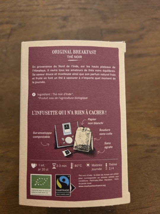 THE NOIR ORIGINAL BREAKFAST 20 INFUSETTES RTE DES COMPTOIRS