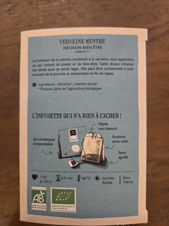 VERVEINE MENTHE 20 INFUSETTES RTE DES COMPTOIRS