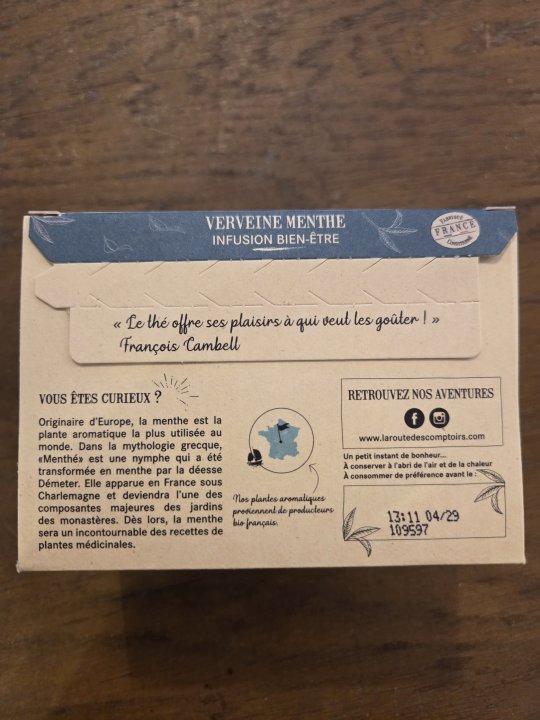 VERVEINE MENTHE 20 INFUSETTES RTE DES COMPTOIRS