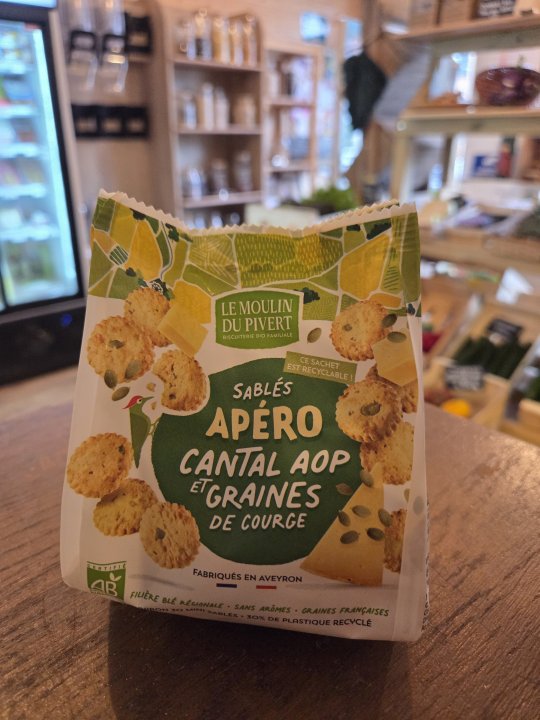 SABLES APERO CANTAL AOP GRAINES DE COURGE 100GR MOULIN DU PIVERT