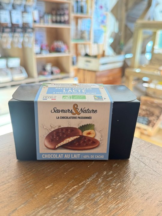 PALETS CHOCOLAT LAIT COEUR LACTE ET PERLE DE CHOCO LAIT SAVEUR ET NAT 