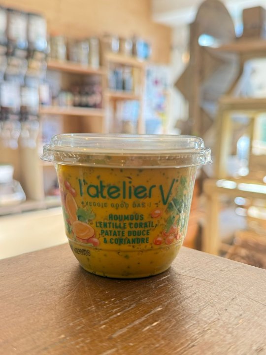 HOUMOUS LENTILLE CORAIL PATATE DOUCE ET CORIANDE L'ATELIER V