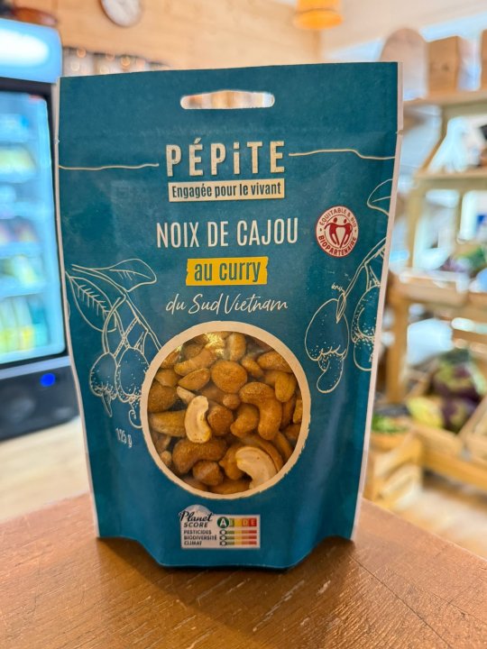 NOIX CAJOU CURRY 125GR PEPITE ENGAGEE POUR LE VIVANT