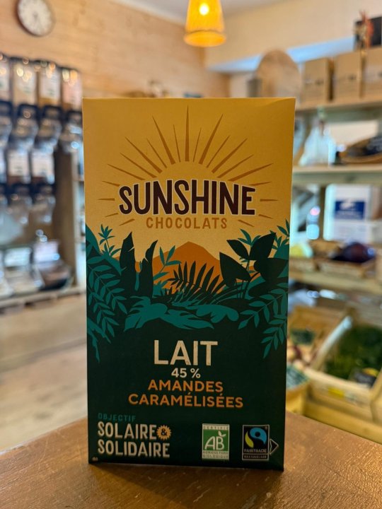 TABLETTE LAIT AMANDES CARAMELISEES SUNSHINE