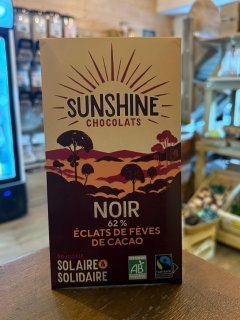 TABLETTE NOIR 70% ECLATS DE FEVES DE CACAO SUNSHINE 100GR