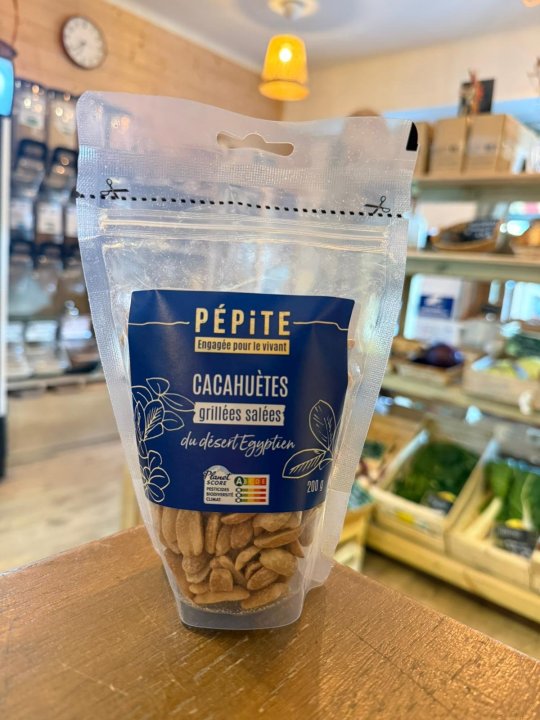 CACAHUETES GRILLES SALEES À SEC PEPITE 200GR