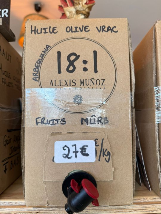  HUILE D'OLIVE VRAC ARBEQUINA ALEXIS MUNOZ KILO